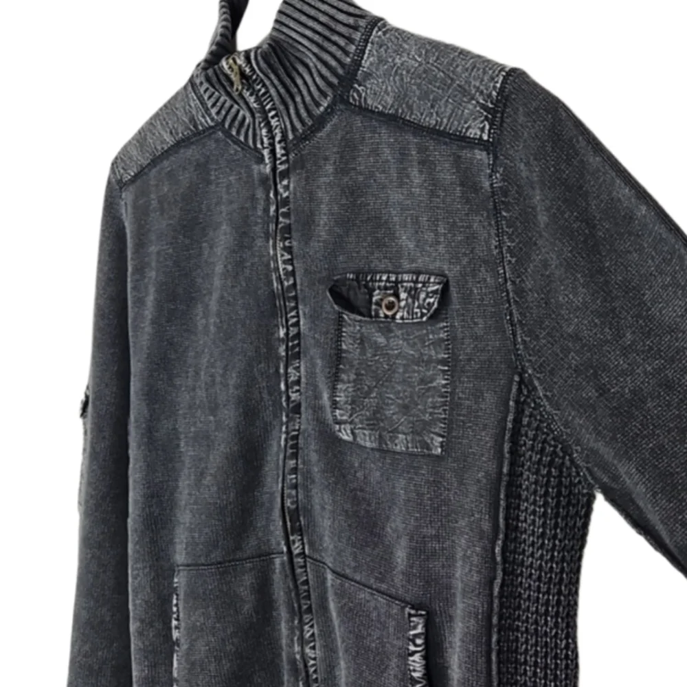 Alex Stevens Gray Cargo Zip Up Sweater with Pockets, M - Picture 3 of 5